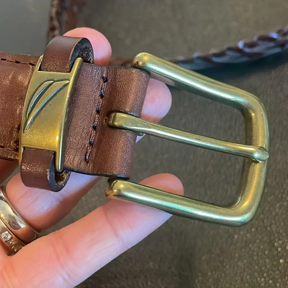 Braided Leather belt Brown size 38/95